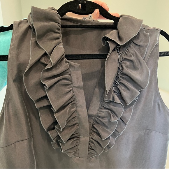 Jigsaw 100% Silk Ruffled Collar High Neck Top - Picture 4 of 4